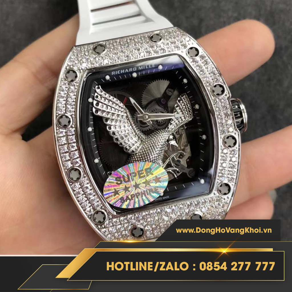 Đồng hồ Richard Miller replica 23-02 full diamond trắng