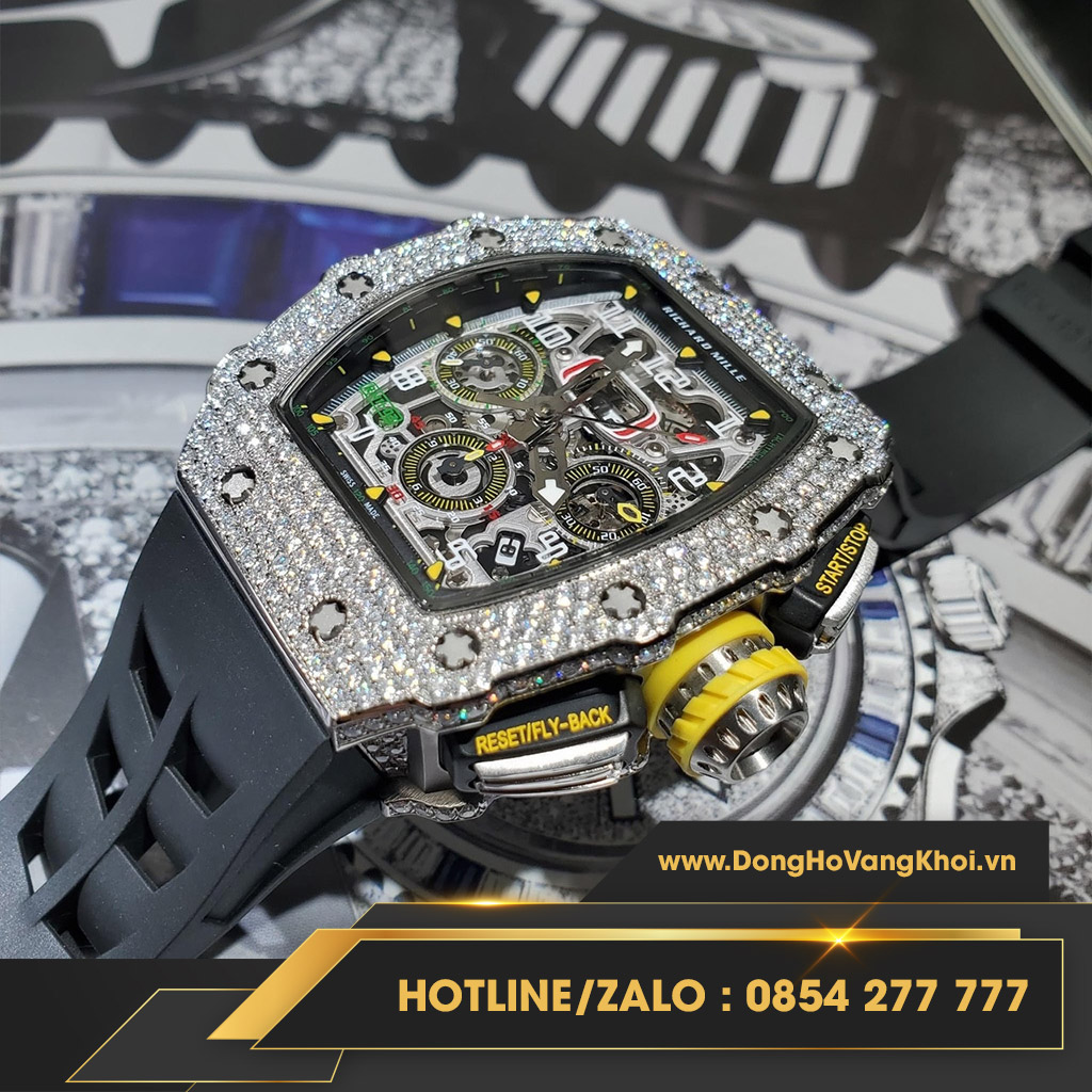 Đồng hồ Richard Mille RM11-03, chế tác vàng khối 18k, kim cương thiên nhiên