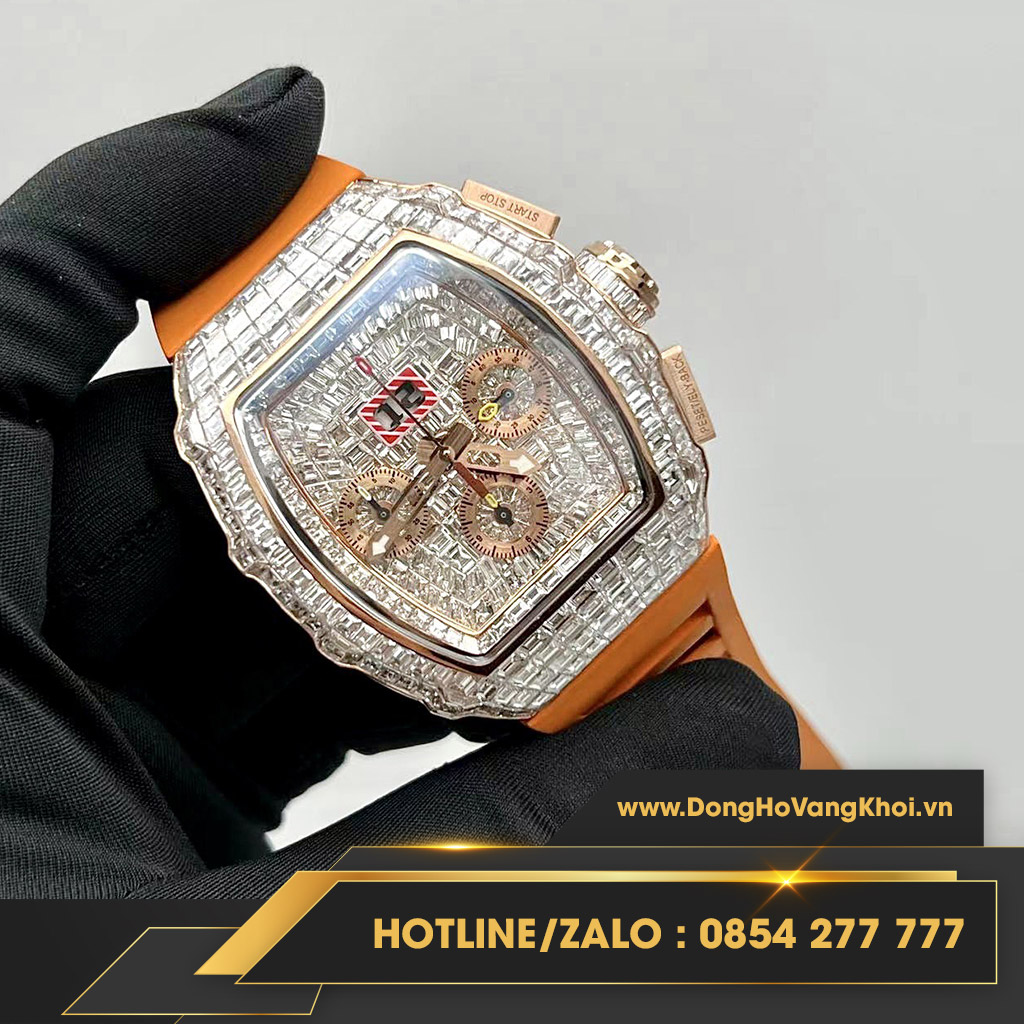 Đồng hồ Richard Mille Chế tác Vàng Nguyên khối , Full Kim cương Baguette