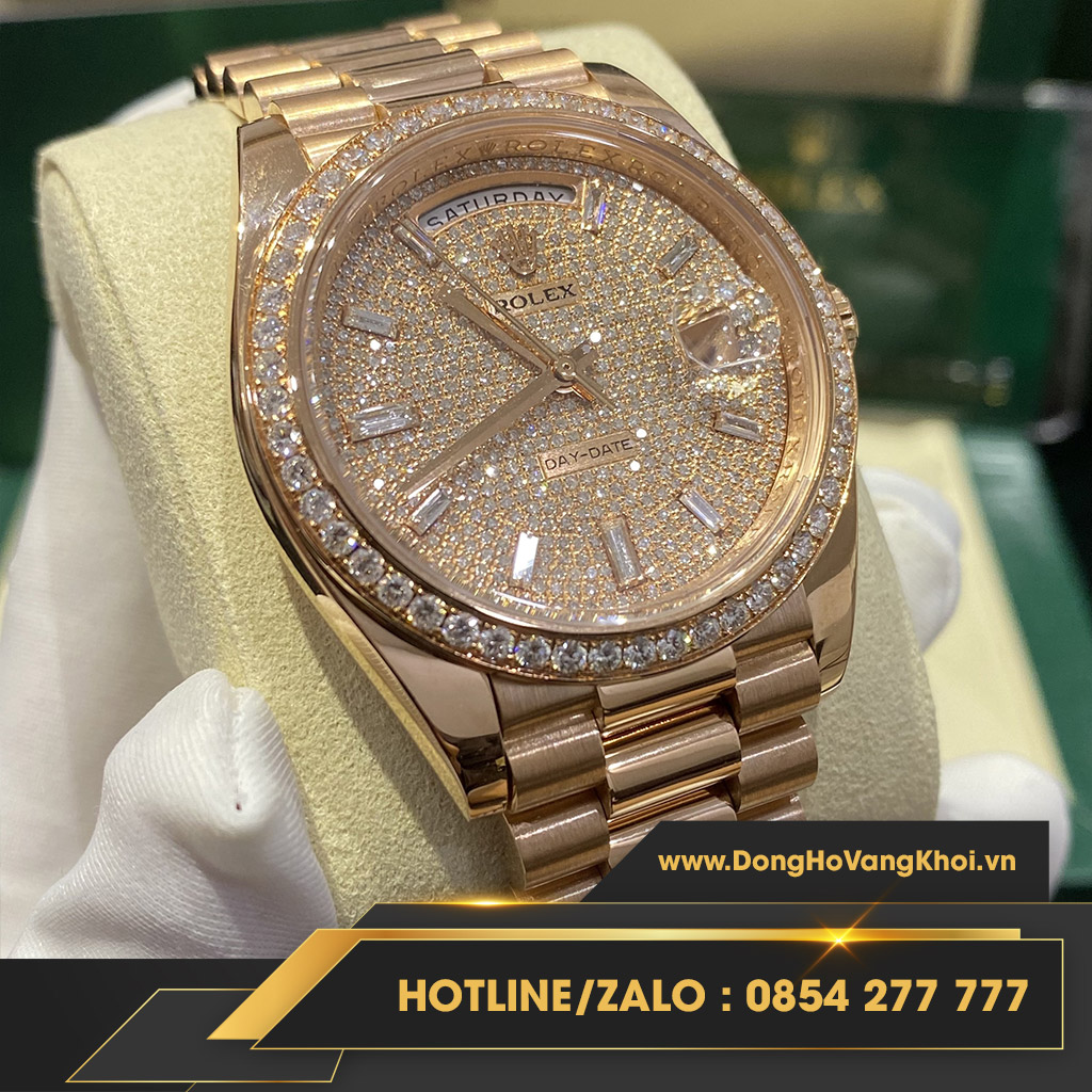 Đồng hồ Rolex Day-Date 228345 40mm chế tác vàng khối 18k, kim cương thiên nhiên