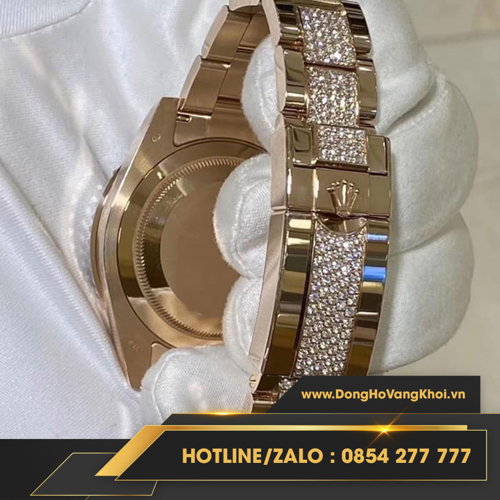 Đồng hồ Rolex GMT II 126755saru chế tác vàng nguyên khối 18k, kim cương thiên nhiên