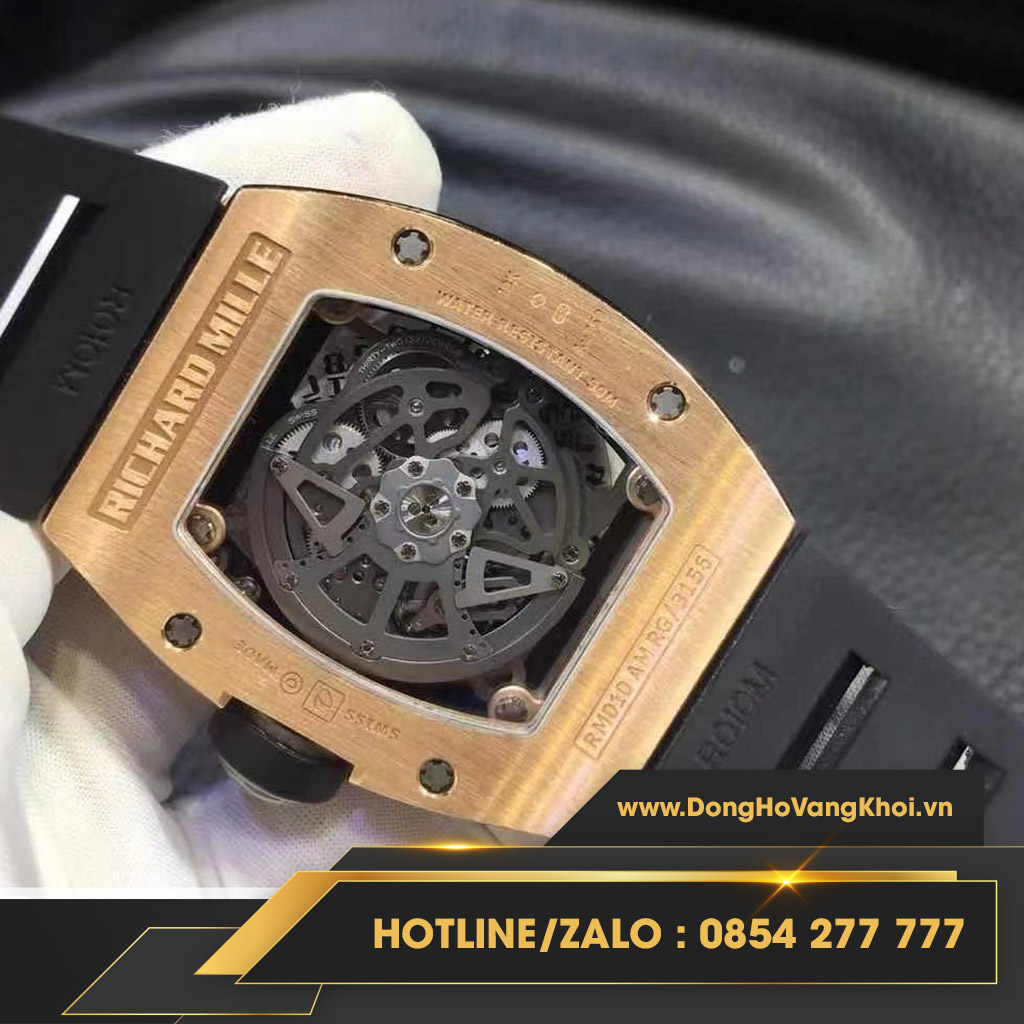 Đồng hồ RICHARD MILLE RM010 18K ROSE GOLD BAGUETTE DIAMONDS chế tác vàng khối, kim cương thiên nhiên