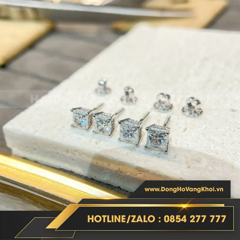 Bông Tai Vàng Trắng Moissanite