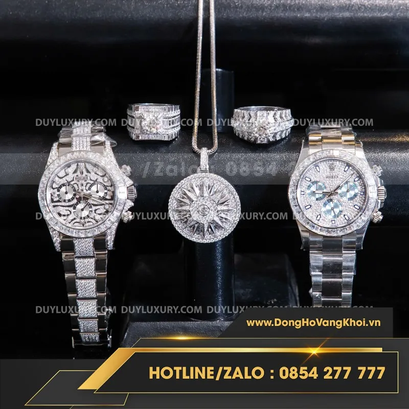 Combo Đồng Hồ + Vòng Cổ + Nhẫn Moissanite 1