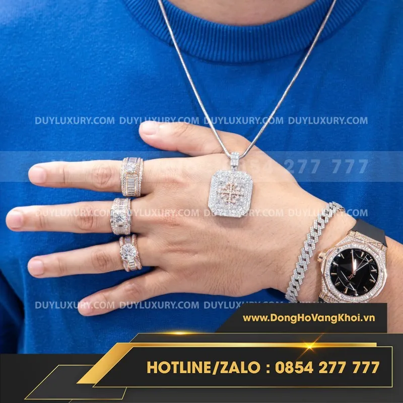 Combo Đồng Hồ + Vòng Cổ + Nhẫn Moissanite