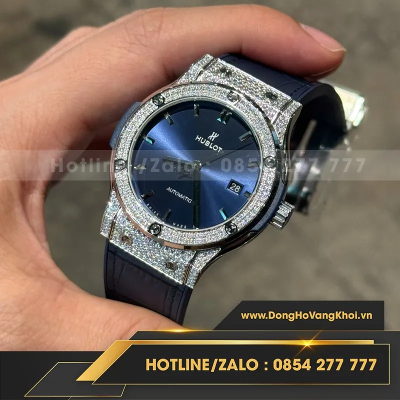 Đồng Hồ Hublot Classic Fusion Titanium Nam Đính Đá Một Hàng Rep 11 Xưởng HB 42mm