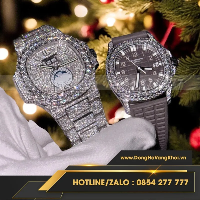 Đồng hồ patek philippe nautilus và aquanaut độ moissanite