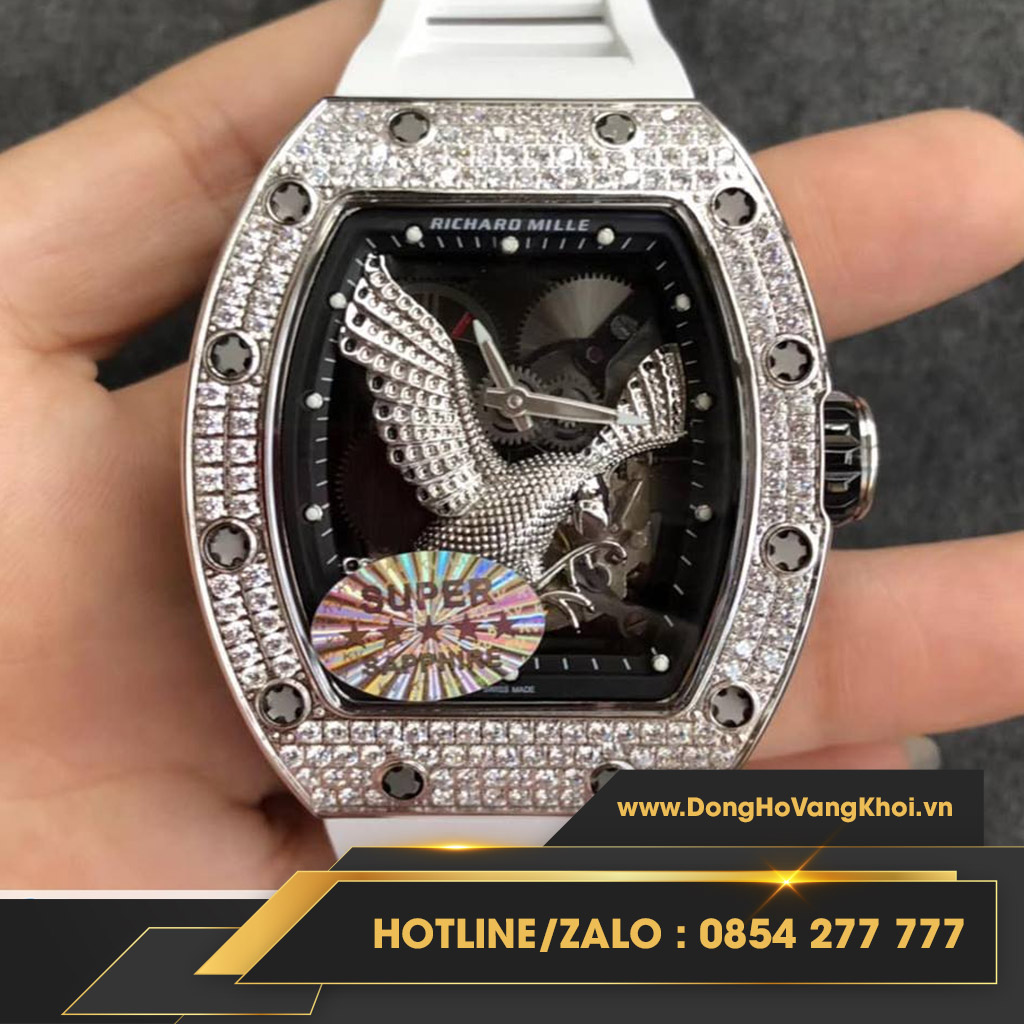 Đồng hồ Richard Miller replica 23-02 full diamond trắng