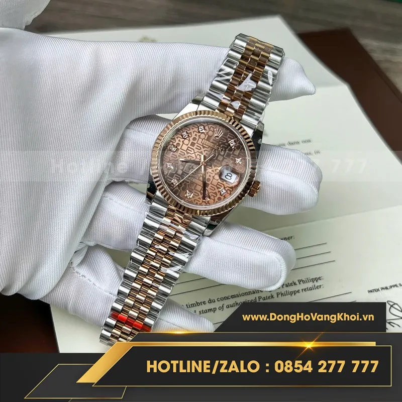 Đồng Hồ Rolex Datejust 126234 Mặt Số Vi Tính Màu Hồng Chế Tác Nhà Máy Clean 36Mm