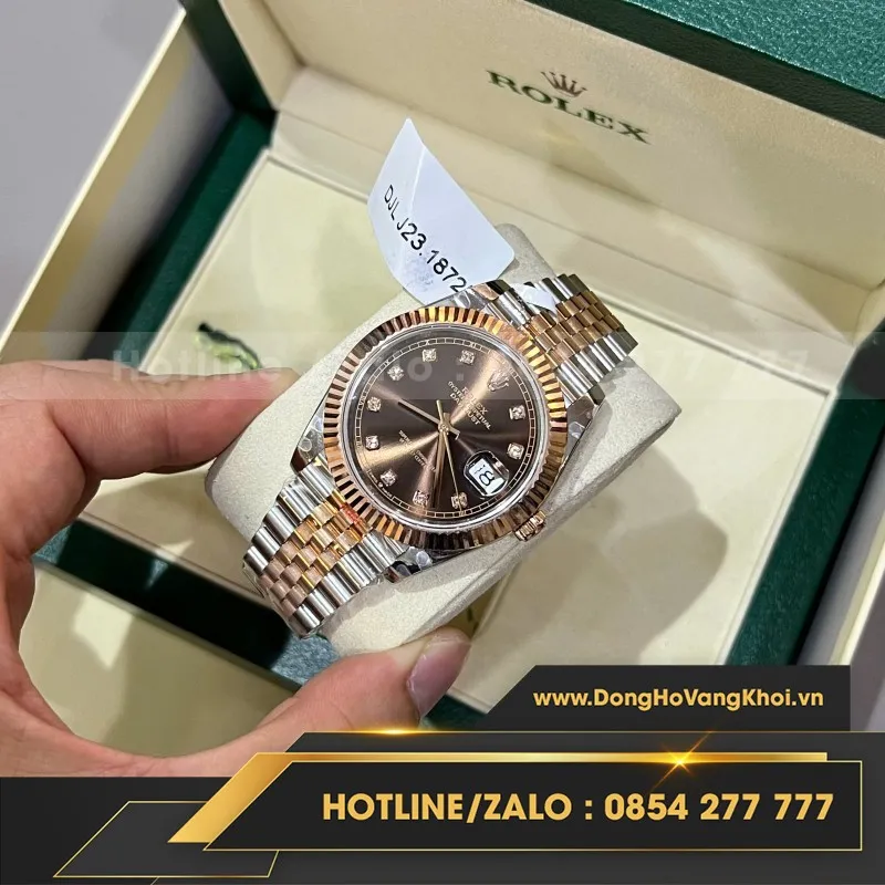 Đồng Hồ Rolex DateJust 126331 Replica 11 Mặt Chocolate Cọc Số Đính Đá 41mm