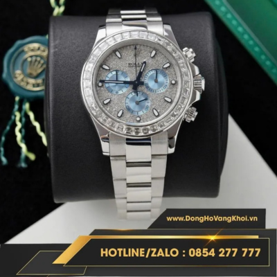 Đồng hồ Rolex Daytona iceblue full diamond platinum custom ở đâu uy tín chất lượng