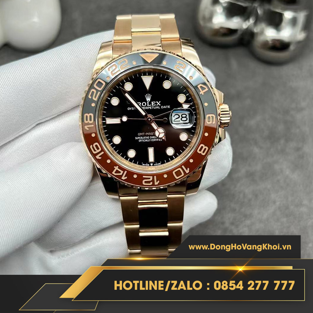 Đồng Hồ Rolex GMT-Master II 126715 Dial Black chế tác vàng hồng 18k