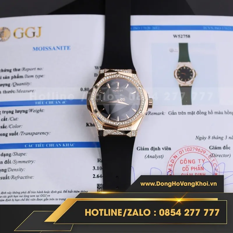 Đồng Hồ Hublot One Click Bọc Vàng Độ Kim Moissanite 39mm