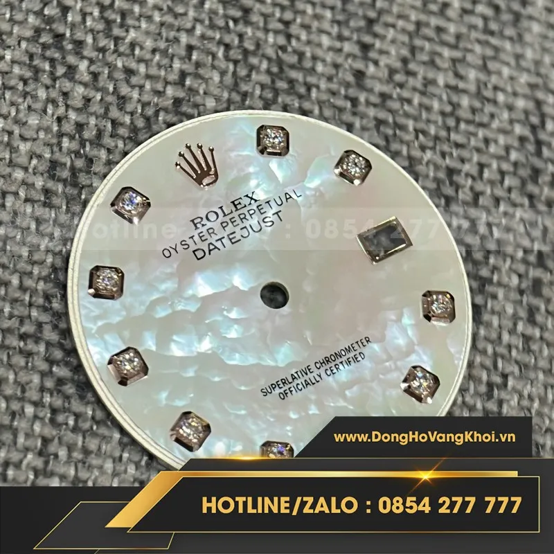 Mặt MOP Datejust chế tác 36mm , 41mm cọc số Moissanite vân mây hàng tuyển chọn VIP Mặt tuyển chọn hiệu ứng vân mây cuộn đều đẹp xuất sắc, sẵn 3 màu trắng , vàng gold, vàng hồng