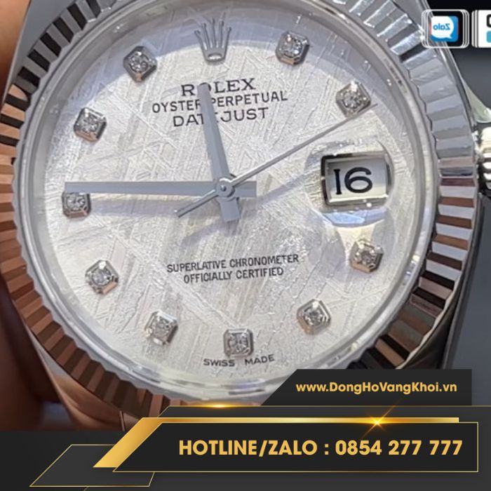 [ REVIEW ] trên tay đồng hồ Rolex Datejust Mặt Thiên Thạch | Cọc số Kim Cương Moissanite
