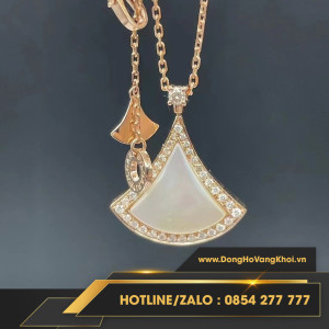 Dây chuyền nữ BVLGARI diamond vàng hồng 18k, kim cương thiên nhiên