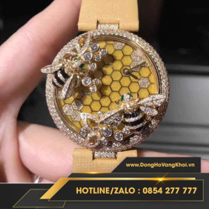 Đồng hồ Cartier chế tác vàng khối 18k, kim cương thiên nhiên