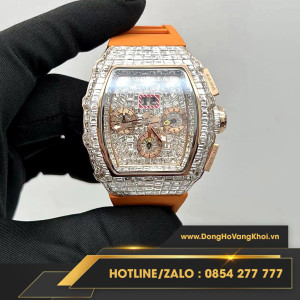Đồng hồ Richard Mille Chế tác Vàng Nguyên khối , Full Kim cương Baguette