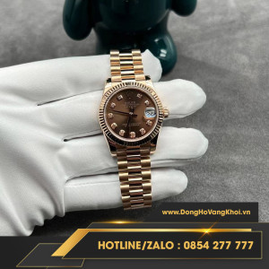 Đồng hồ Rolex Datejust 31 278275 mặt số chocolate, chế tác vàng khối, kim cương thiên nhiên