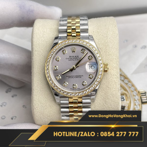 Đồng hồ Rolex datejust lady 31mm, niềng kim cương moissanite