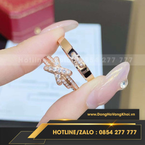 Nhẫn Chaumet vàng hồng 18k kim cương thiên nhiên