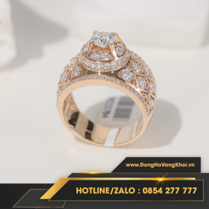 Nhẫn nam vàng hồng 18k, kim cương moissanite