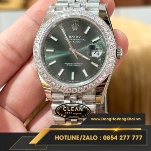 Rolex datejust green dial viền moissanite 2.5ly clean factory